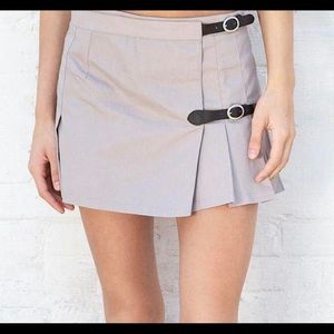 Brandy Melville Sof Low Waisted Buckle Skirt in Tan